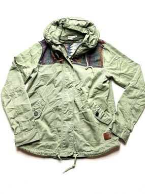 Roxy Light Green Utility Jacket with Patterned Shoulder Panels